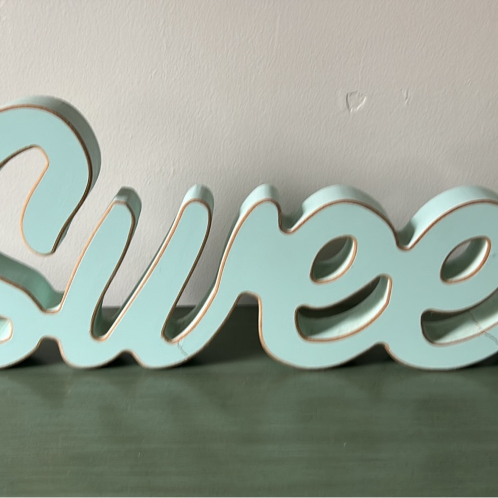 “Sweet” Seafoam Green Wall Decor Sign